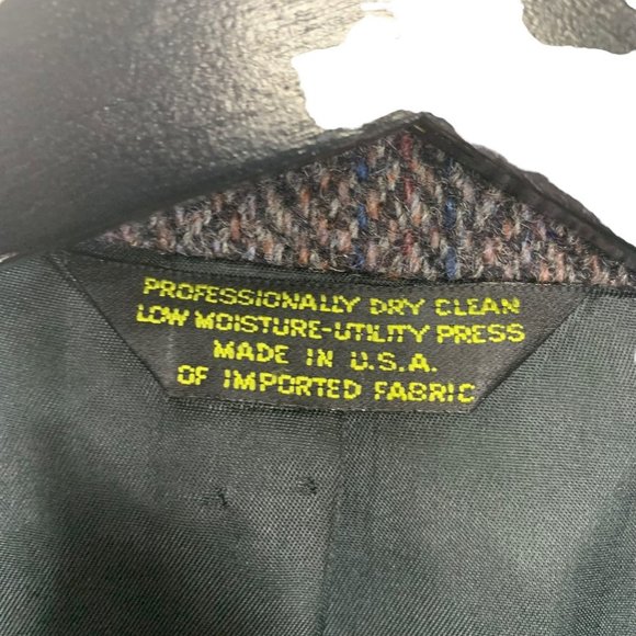 Vintage 80s Dark Grey Wool Tweed Double Button Sport Coat Size 44 - Picture 4 of 8